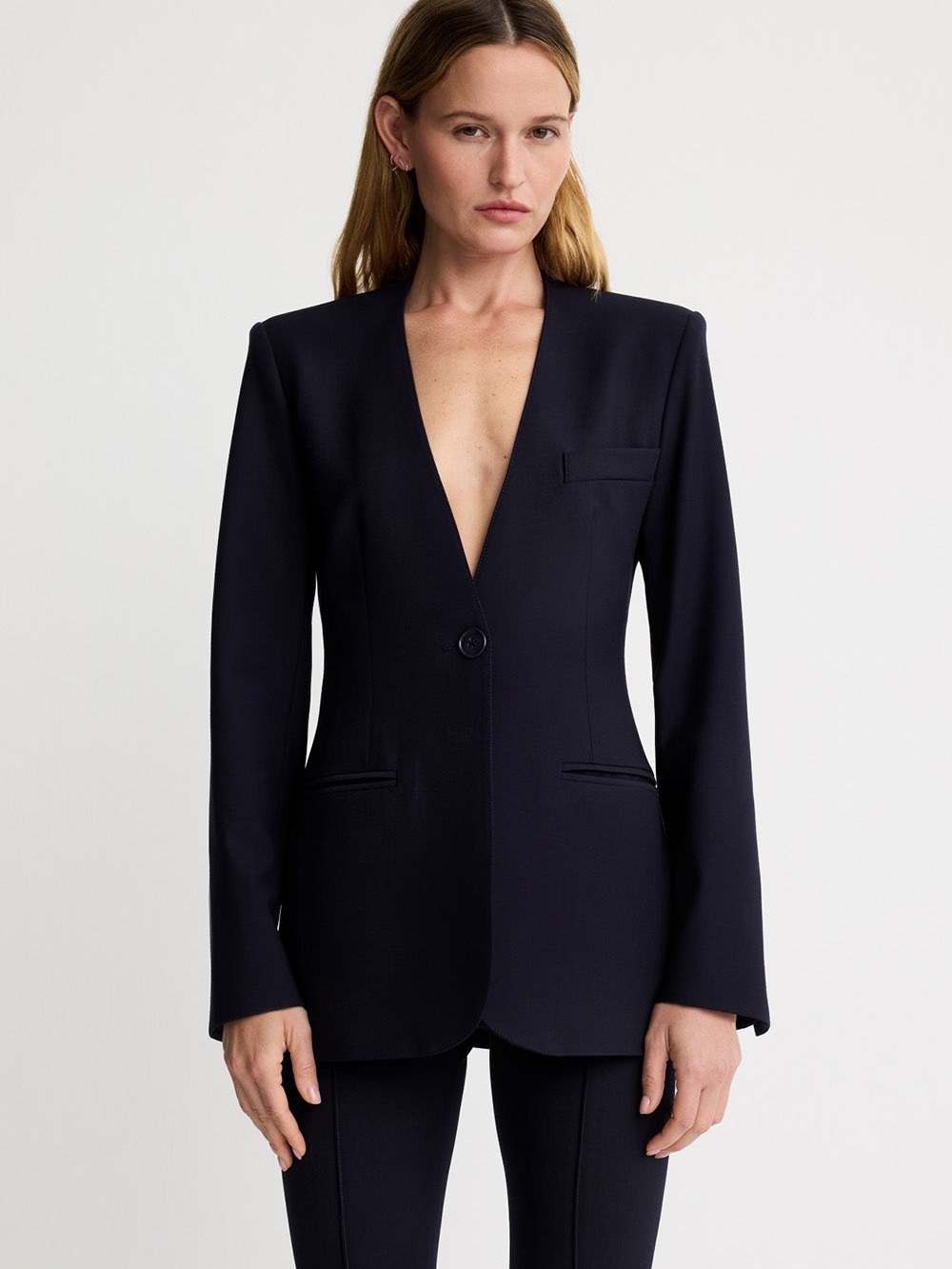 Smythe Navy Collarless Single-Button Blazer, NWOT! Size 6